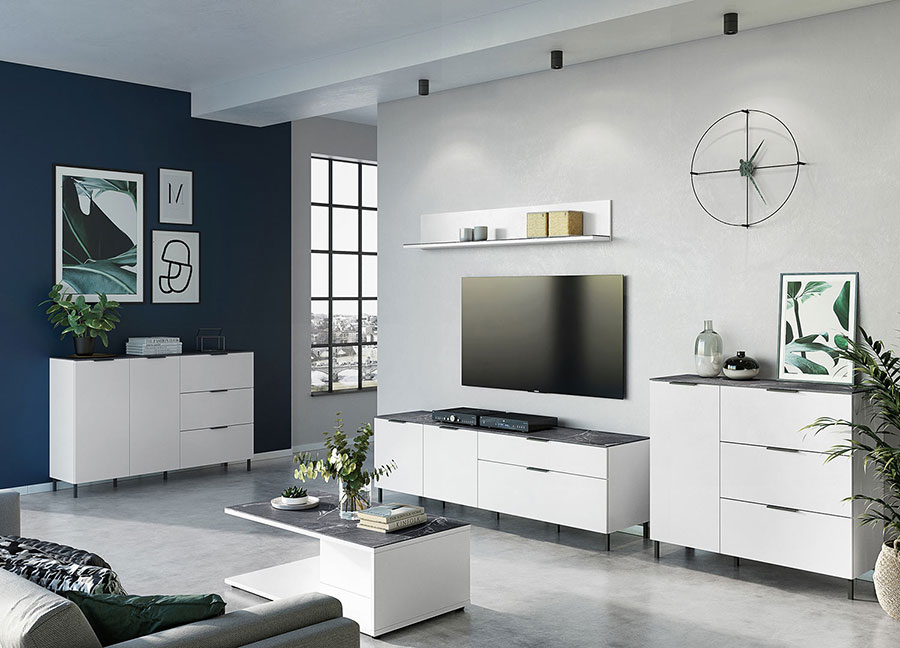 meuble de salon blanc et gris design